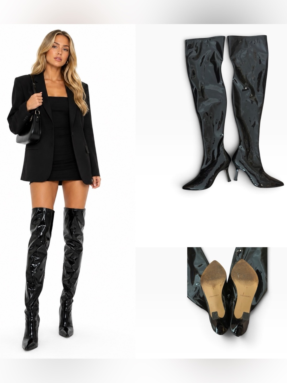 Lisa-Vicky Over the Knee Heeled Black Boots - Sz 9